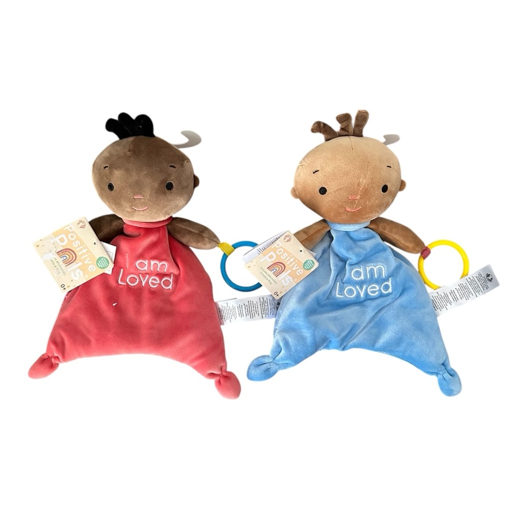 New! 🌈 Positive Pals “I am Loved” Blanket Plush Doll Lovies with Teething Ring